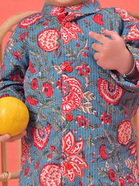 VASTRAMAY Boys Floral Printed Regular Kurta With Pyjamas