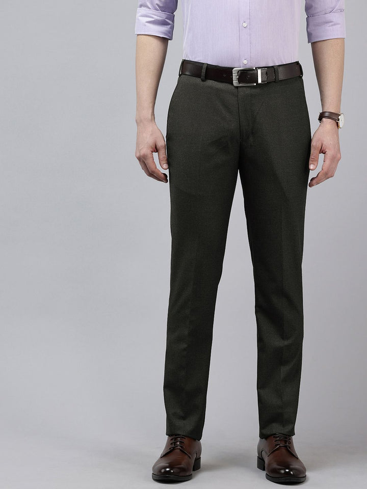 Park Avenue Men Checked Slim Fit Formal Trousers