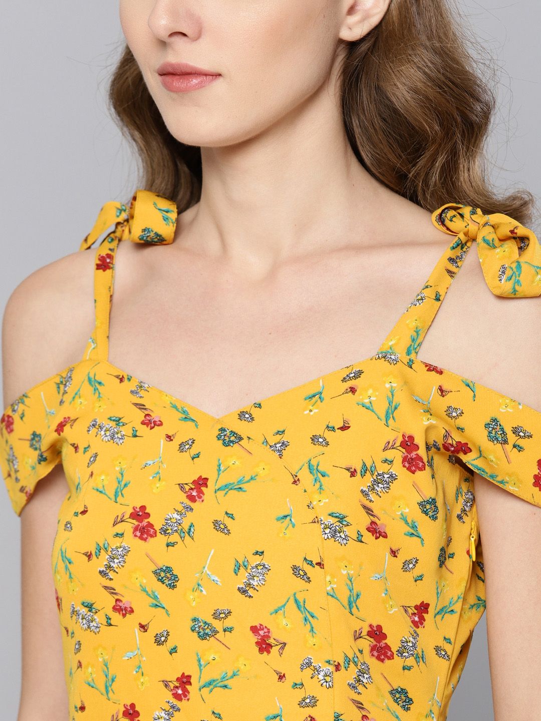 STREET 9 Women Yellow & Red Printed Fit & Flare Dress