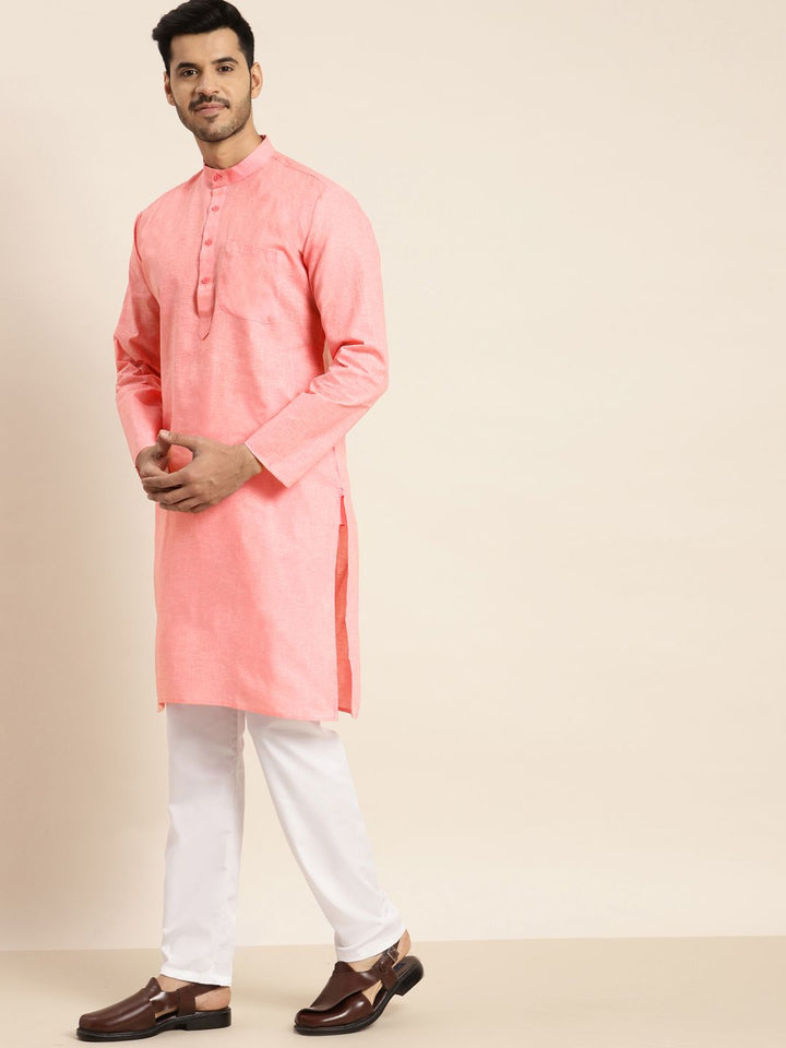 Anug by SOJANYA Men Pink Dobby Kurta