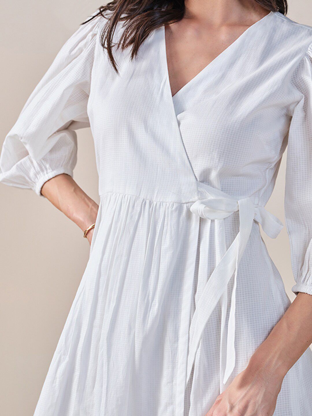 AND Striped V-Neck Midi Dress