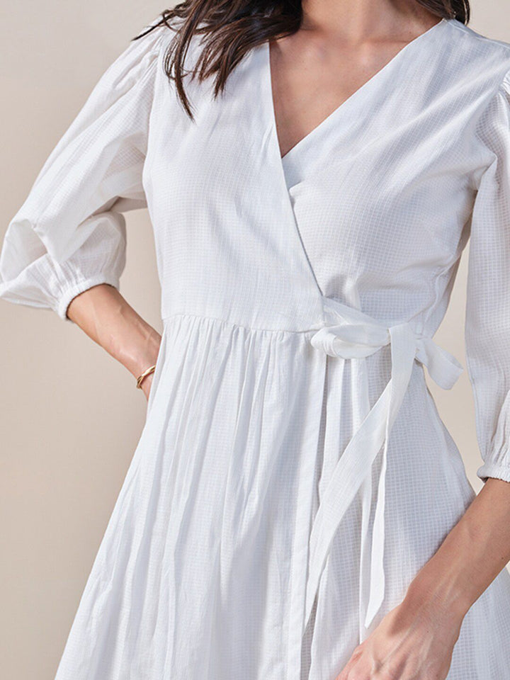 AND Striped V-Neck Midi Dress