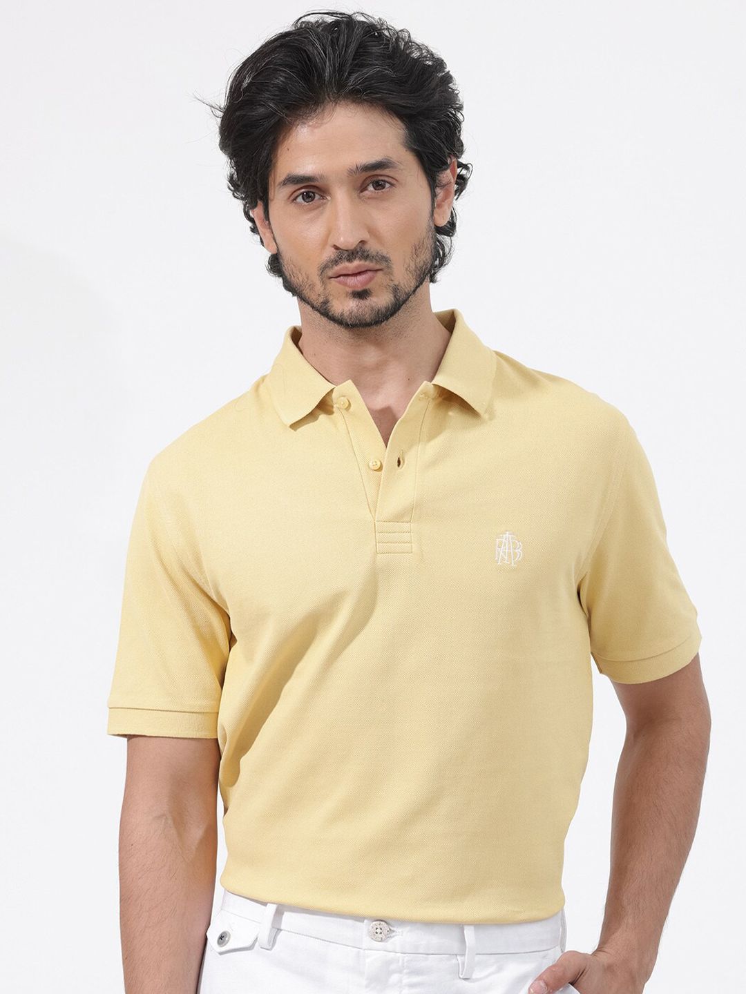 RARE RABBIT Men Paret-Bright Regular Fit Polo Collar Cotton T-Shirt
