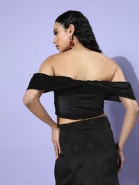 STREET 9 Women Black Solid Velvet Top