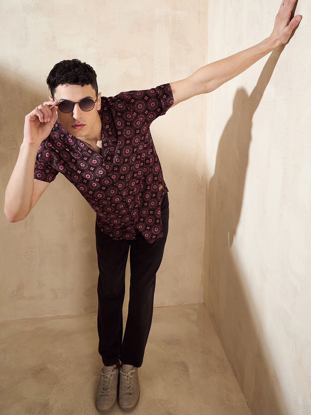 DENNISON Ethnic Motifs Oversized Casual Shirt