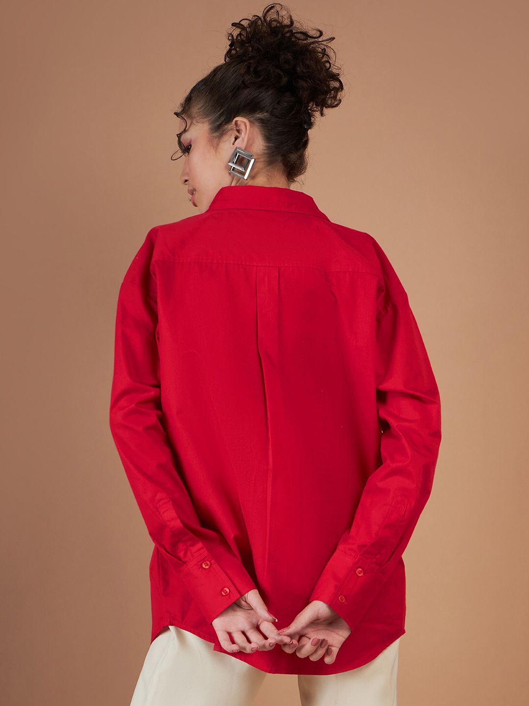SASSAFRAS Red Oversized Pure Cotton Casual Shirt