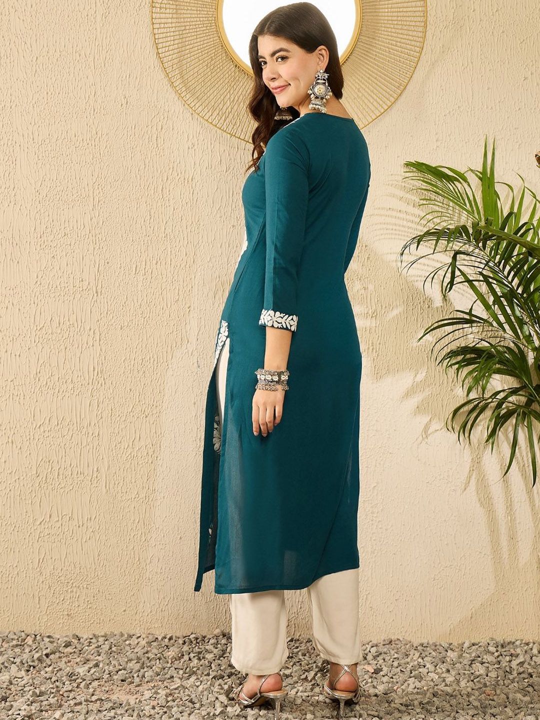 KALINI Floral Embroidered Straight Kurta