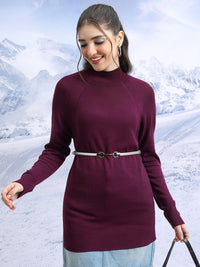 Tokyo Talkies Purple High Neck Longline Pullover