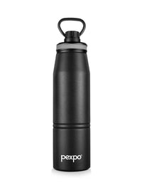 Pexpo Altros Black Double wall Thermosteel Hot and Cold Knight Flask Water Bottle 940 ml