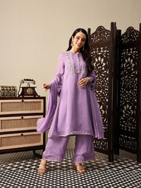 House of Pataudi Floral Yoke Design Thread Work Jashn A-Line Kurta with Palazzos & Dupatta