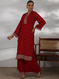 Libas Women Ethnic Motifs Printed Regular Mirror Work Kurta with Palazzos & With Dupatta
