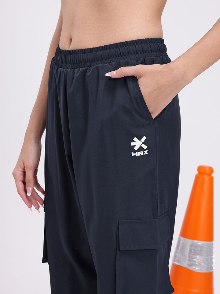 HRX by Hrithik Roshan Women Mid-Rise Cropped Lifestyle Cargos with Toggle Hem