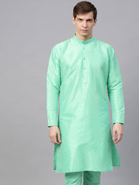 SOJANYA Men Sea Green Solid Straight Kurta