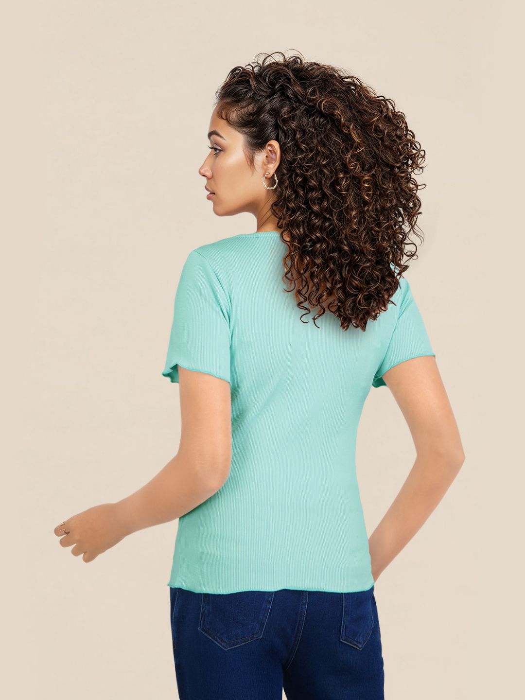 DressBerry Solid Ribbed T-shirt