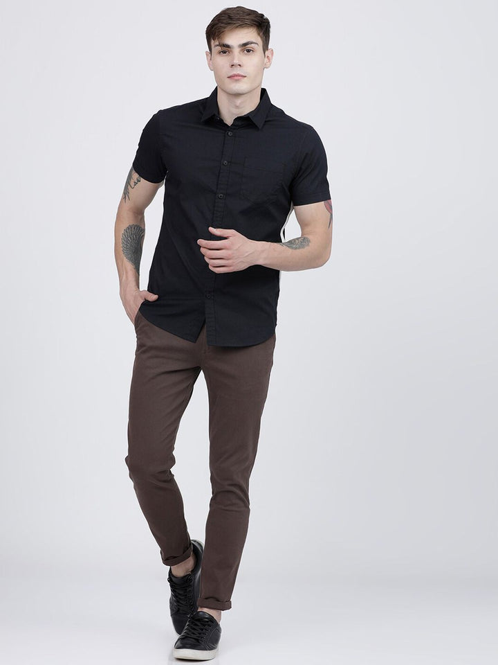 The Indian Garage Co Men Brown Slim Fit Regular Trousers Regular Trousers