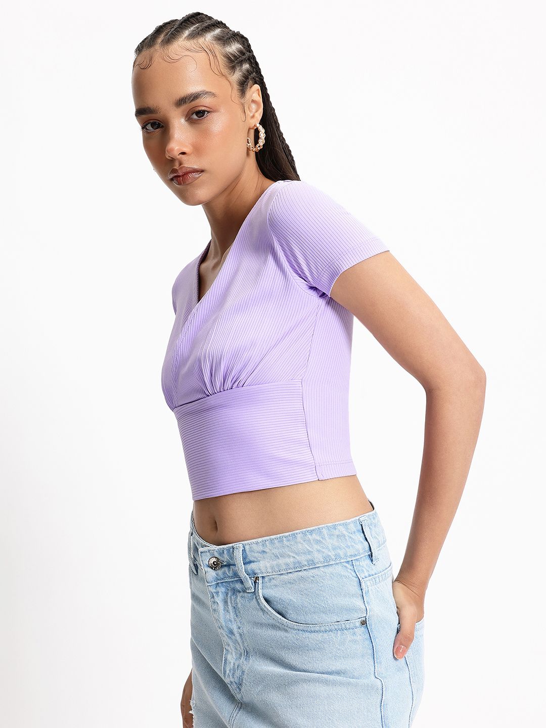 DressBerry Boss Babe Twist Wrap Style Ribbed Top