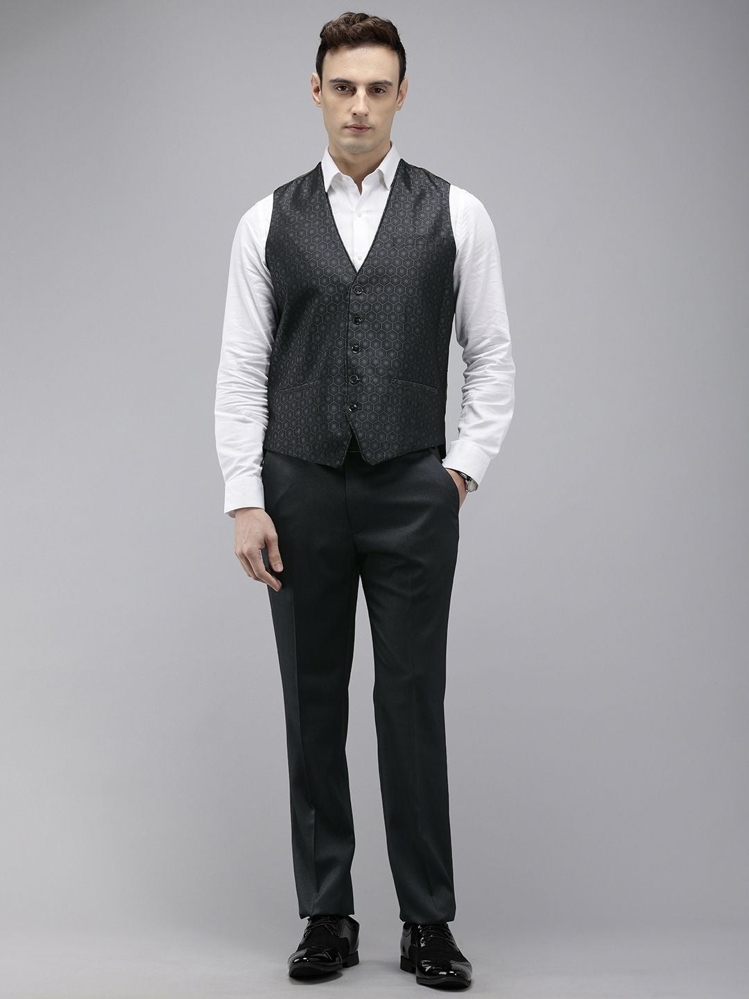 Park Avenue Self Design Contemporary Fit 3 Piece Party Suit