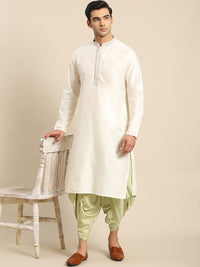 KISAH Men Solid Regular Fit Thread Work Kurta