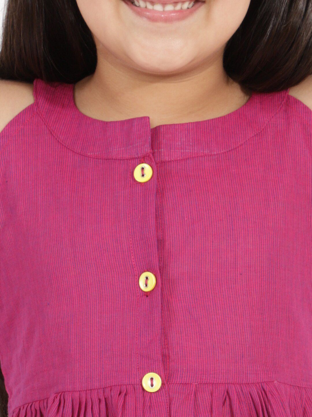 VASTRAMAY Girls Purple Pure Cotton Anarkali Kurti and Trousers