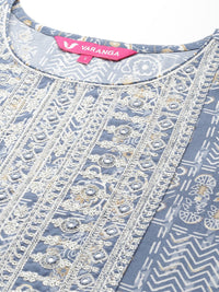 Varanga Geometric Printed Thread Work Kurta with Trousers & Dupatta
