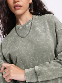 DressBerry Tie-Dye Washed Effect Drop-Shoulder Sleeves Pullover
