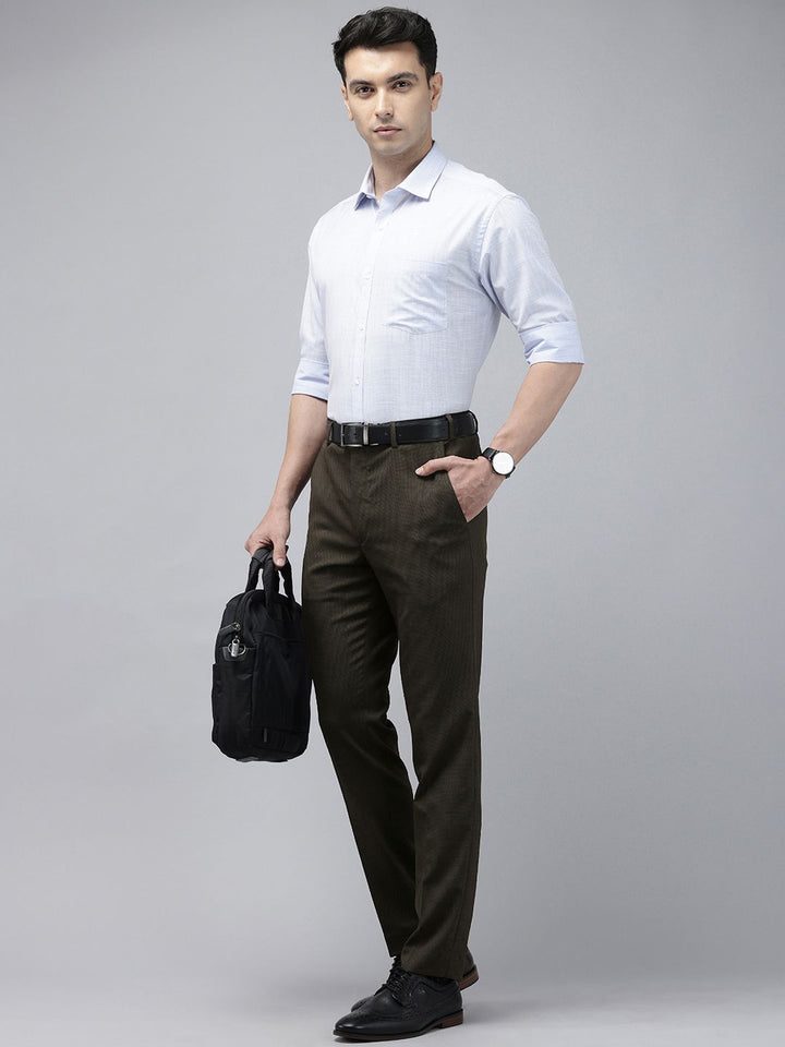 Park Avenue Men Self Design Textured Slim Fit Formal Trousers