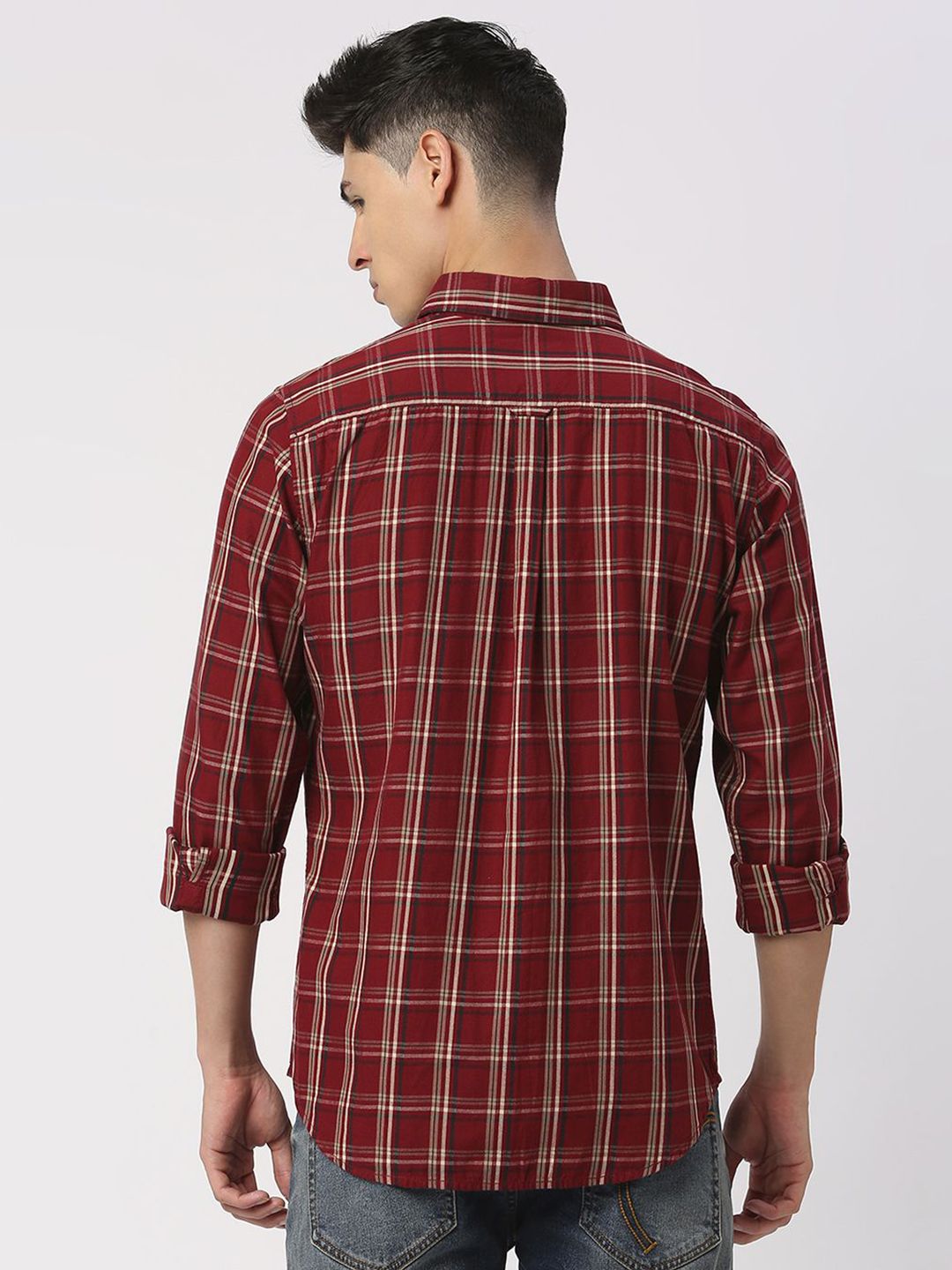 Being Human Men Slim Fit Button-Down Collar Tartan Checks Opaque Checked Casual Shirt