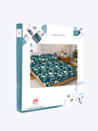 Myntra Elegant Homes Green & White Floral 300 TC King Cadar dengan 2 Sarung Bantal