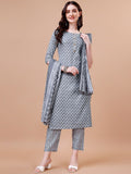 KALINI Ethnic Motifs Printed Regular  Gotta PattiKurta With Trousers & Dupatta