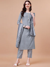 KALINI Ethnic Motifs Printed Regular  Gotta PattiKurta With Trousers & Dupatta