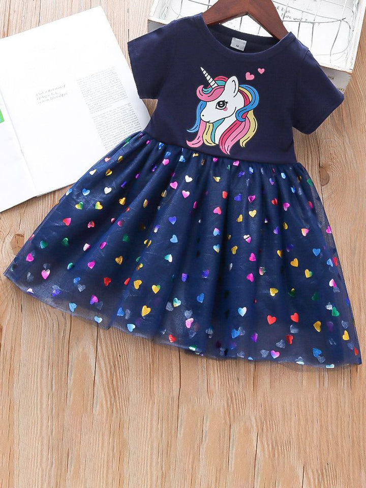 YK Girls Graphic Printed Fit & Flare Dress