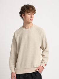 THE BEAR HOUSE Self Design Relaxed Fit Raglan Sleeves Sweatshirt