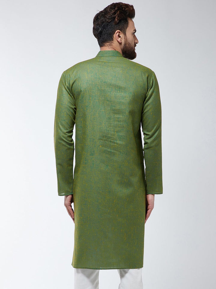 SOJANYA Lelaki Hijau Solid Kurta Lurus
