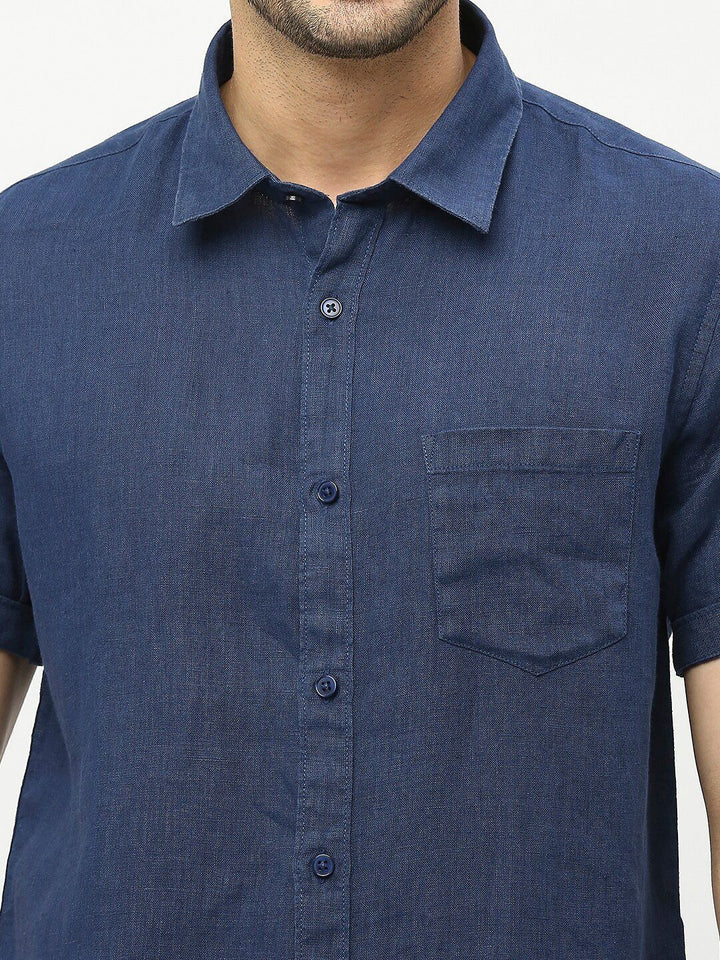 SPYKAR Spread Collar Linen Casual Shirt