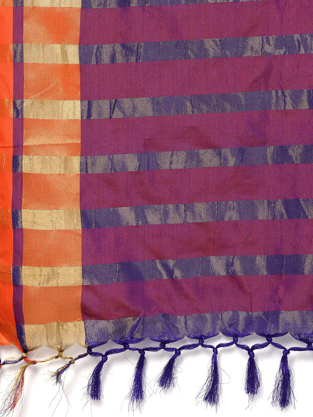 Saree mall Navy Blue & Orange Solid Saree
