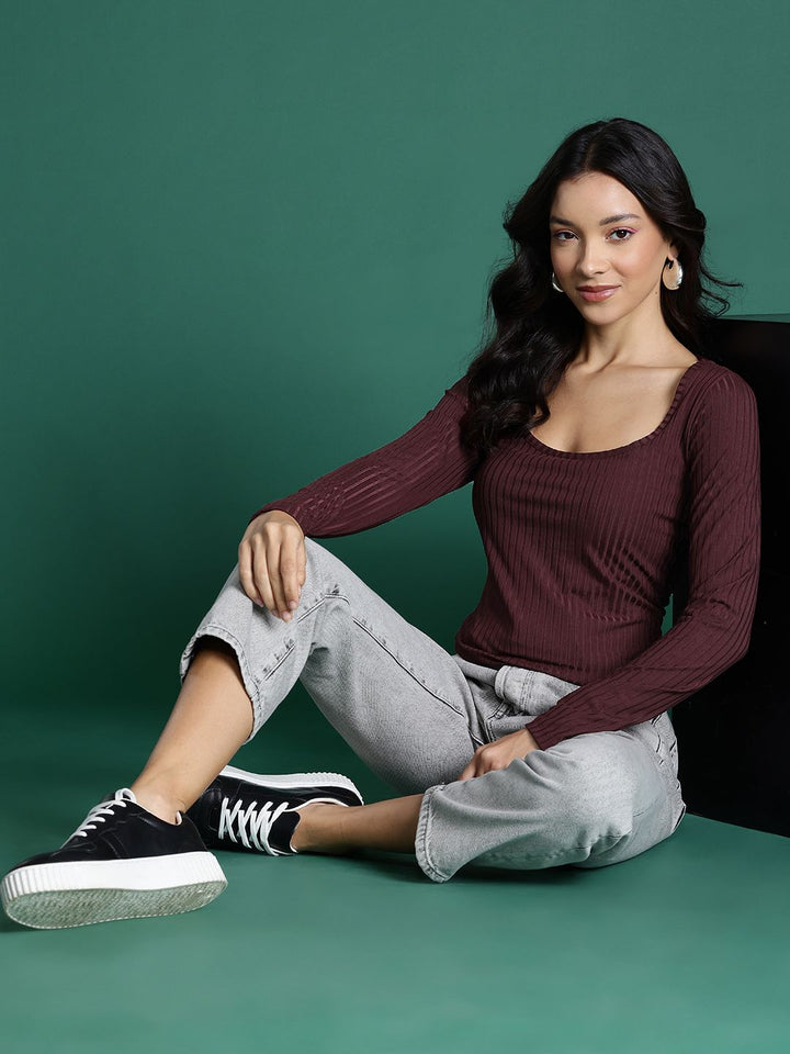 DressBerry Ribbed Scoop Neck Top