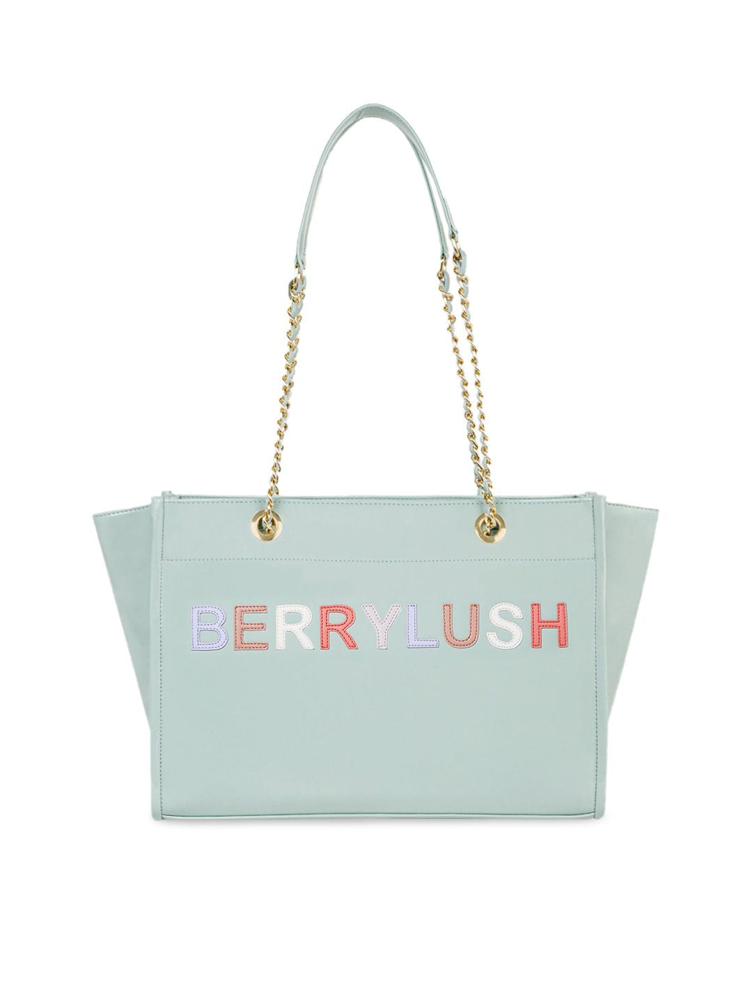 Berrylush Green Embroidered Structured Shoulder Bag