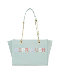 Berrylush Green Embroidered Structured Shoulder Bag