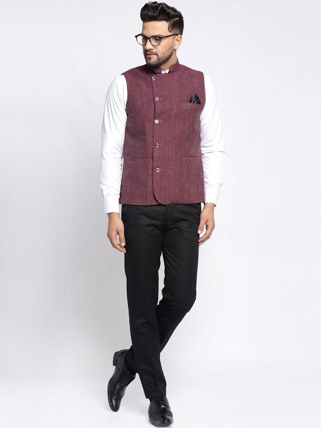 KLOTTHE Men Magenta Solid Nehru Jackets
