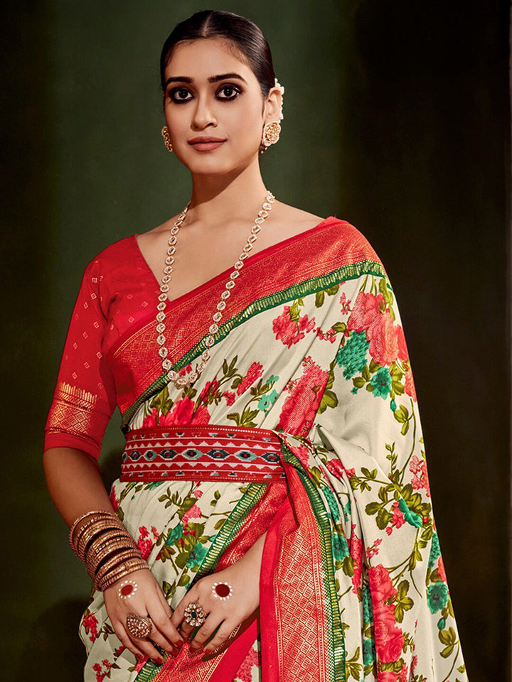 Saree mall Floral Printed Zari Bagh Sarees