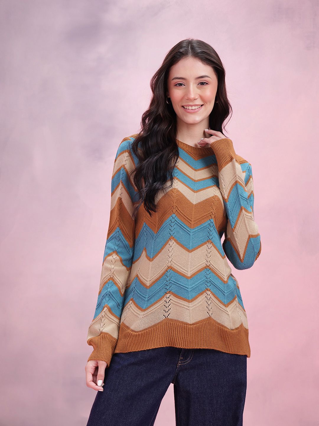 DressBerry Women Chevron Acrylic Pullover