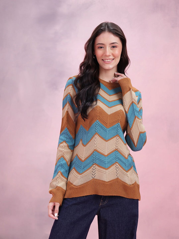 DressBerry Women Chevron Acrylic Pullover