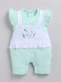 Moms Love Infant Girls Printed Cotton Rompers with Applique Detail