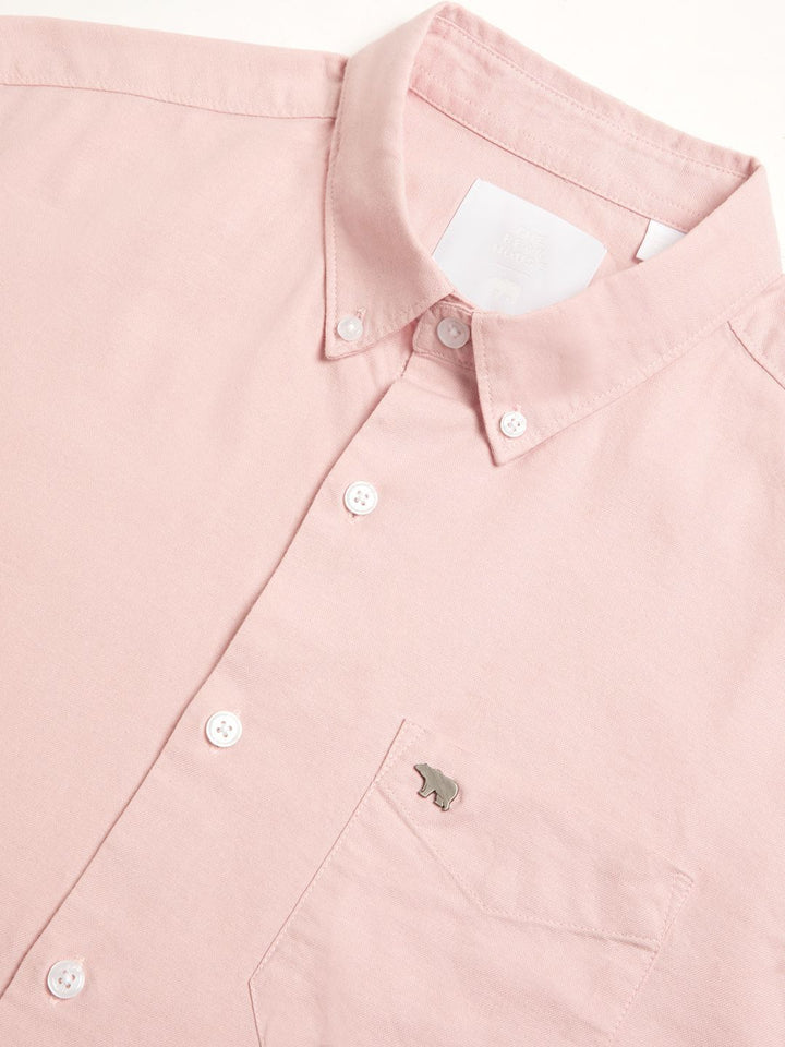 THE BEAR HOUSE Men Slim Fit Button-Down Collar Pure Cotton Solid Casual Shirt