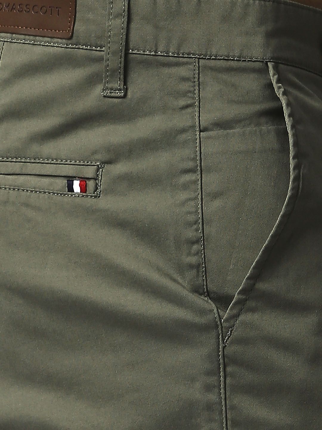 Thomas Scott Men Olive Green New Millennium Fit Easy Wash Trousers