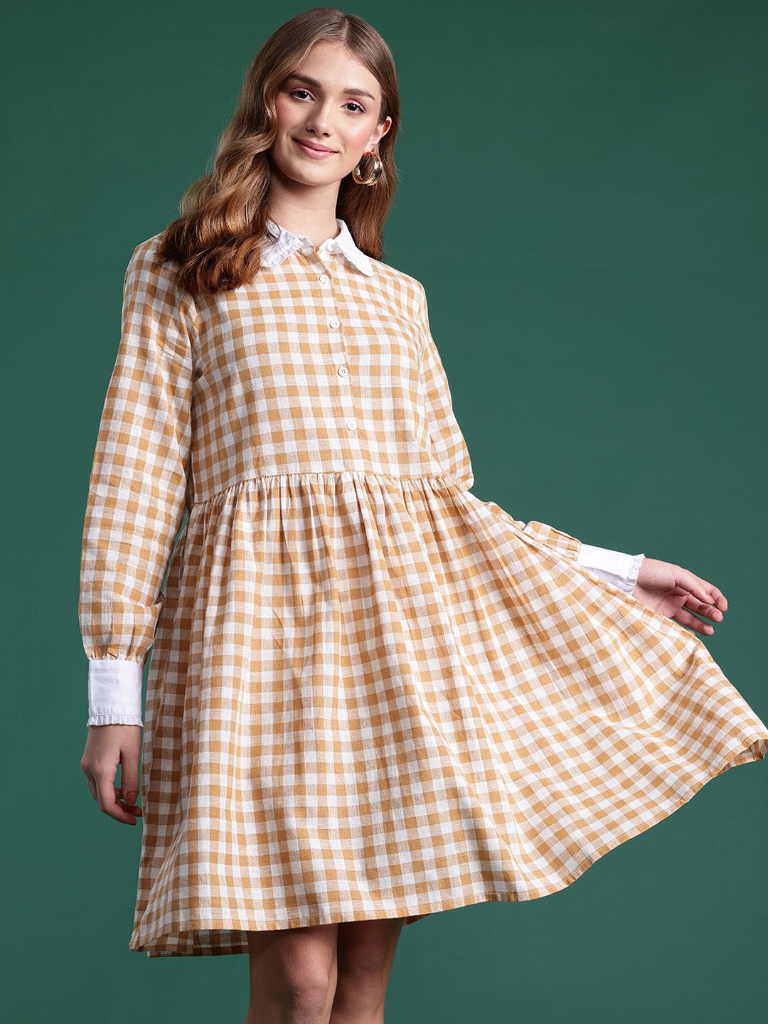 DressBerry Pure Cotton Checked Shirt Dress