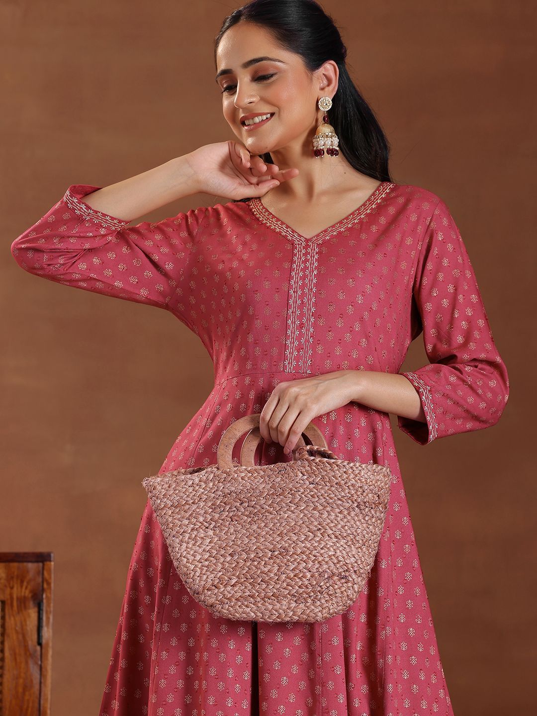 Libas Ethnic Motifs Print A-Line Midi Dress