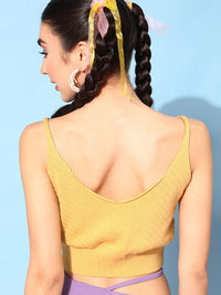STREET 9 BASICS Women Yellow Crop Top