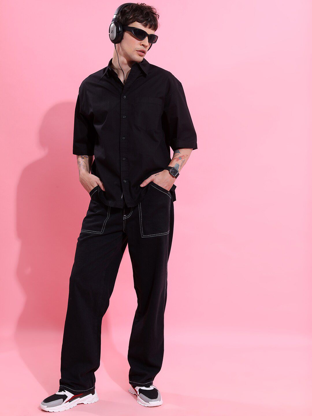HIGHLANDER Men Straight Carpenter Fit Clean Look Cargo Jeans