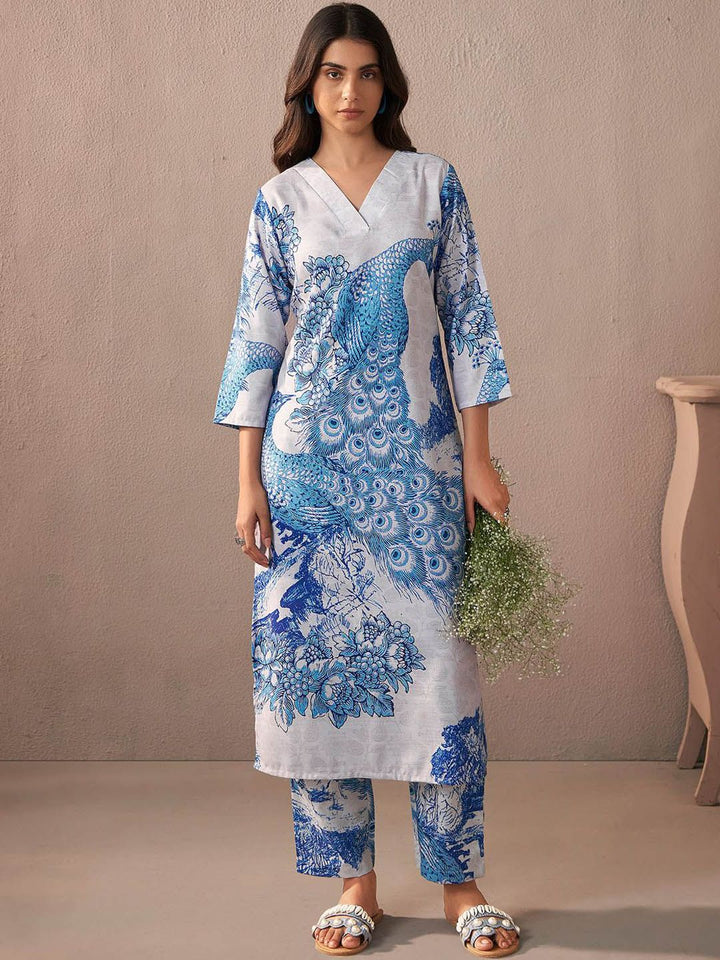Indo Era Women Floral Printed Regular Kurta with Trousers